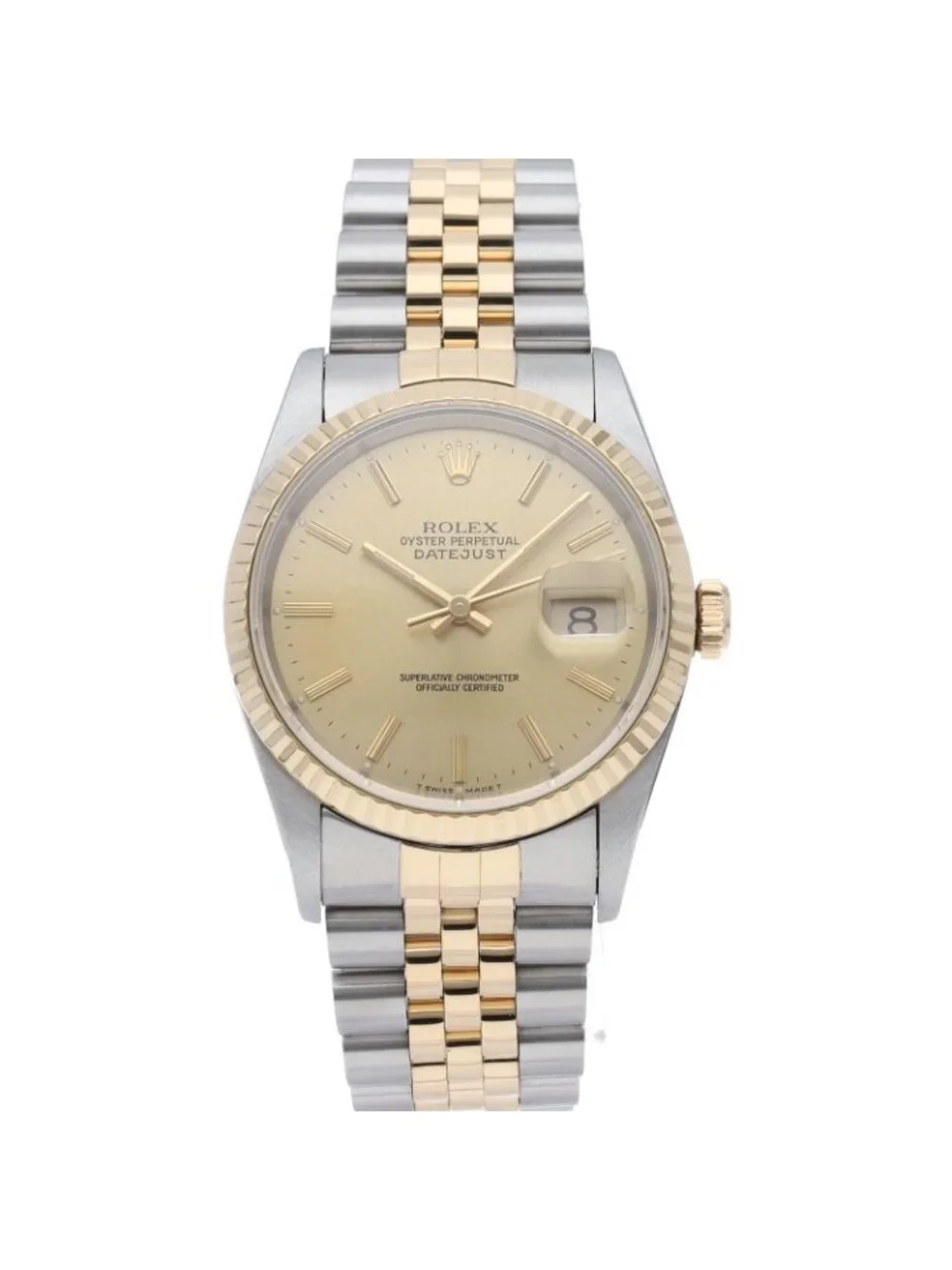 Rolex Datejust Watch 18k Yellow Gold SS Chien Color Polished